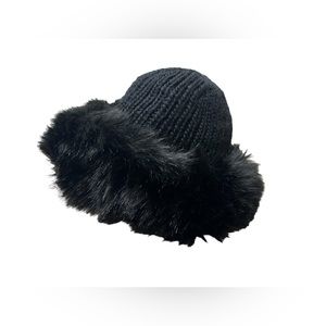 Kate Knit Beanie with Faux Fur Cuff by Surell